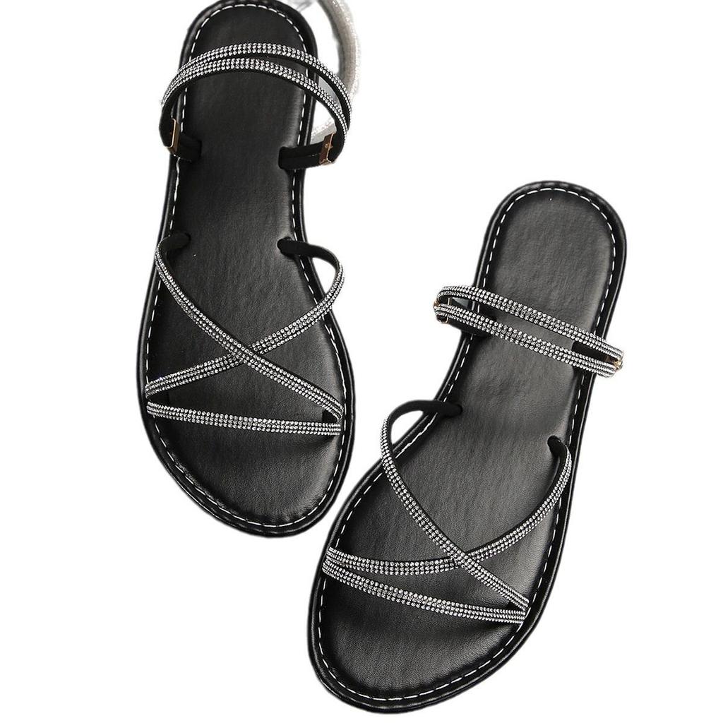 Plus Size Rhinestone Women's Two-Wear Non-Slip Sandals - Summer Fashion Outdoor Beach