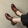 Fashion 2024 New Pumps Oxfords Spring Shoes for Woman Genuine Leather Brogues Vintage Lace Up Loafers Casual Handmade Black Ladies Shoes