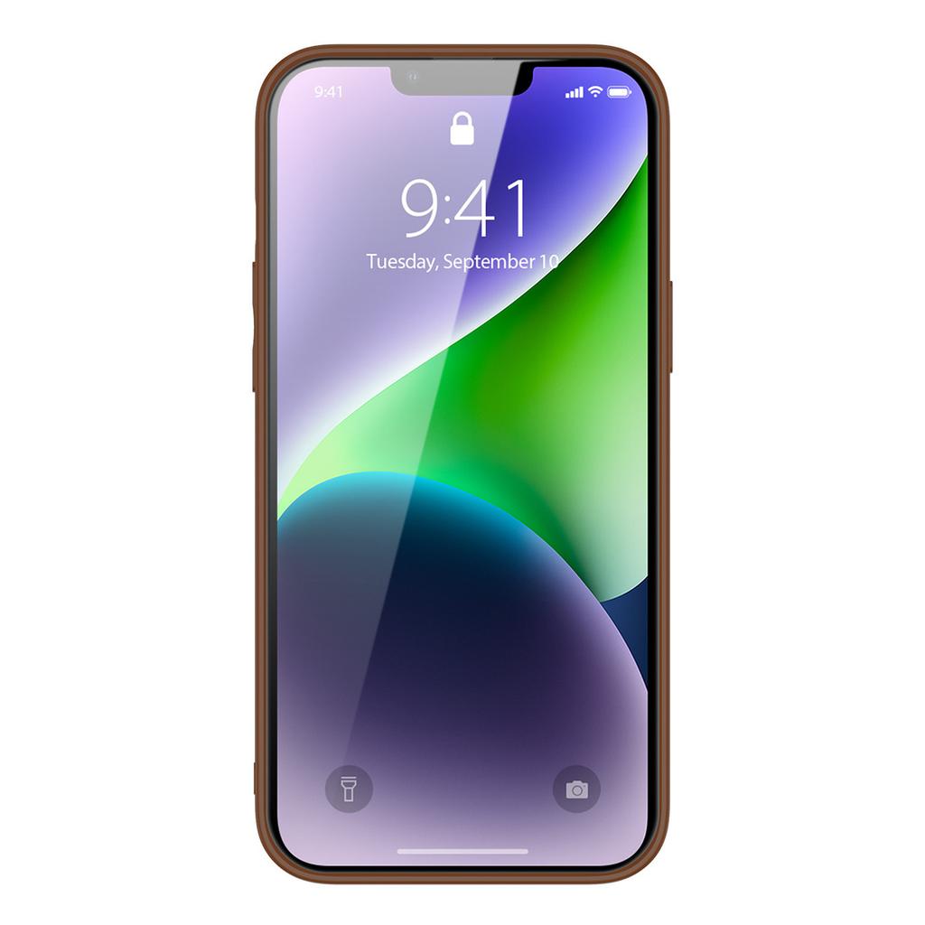 Dux Ducis Yolo Premium iPhone 14 Plus Case - Elegant Brown Eco-Leather Cover