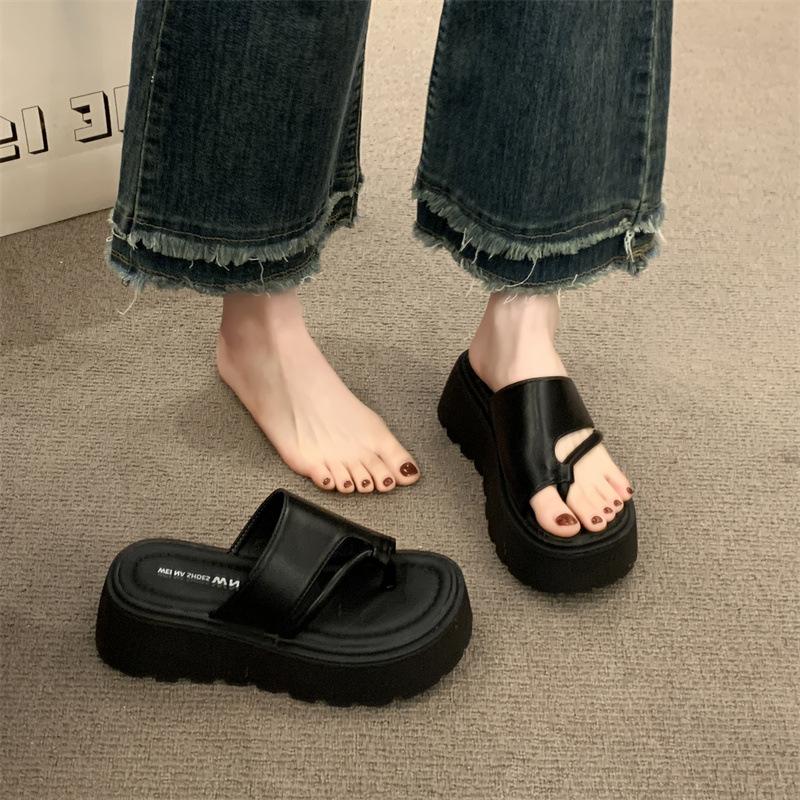 

French set of toe cool slippers women s summer wear new casual flip-flops simple with skirt cool slippers 40 чёрный