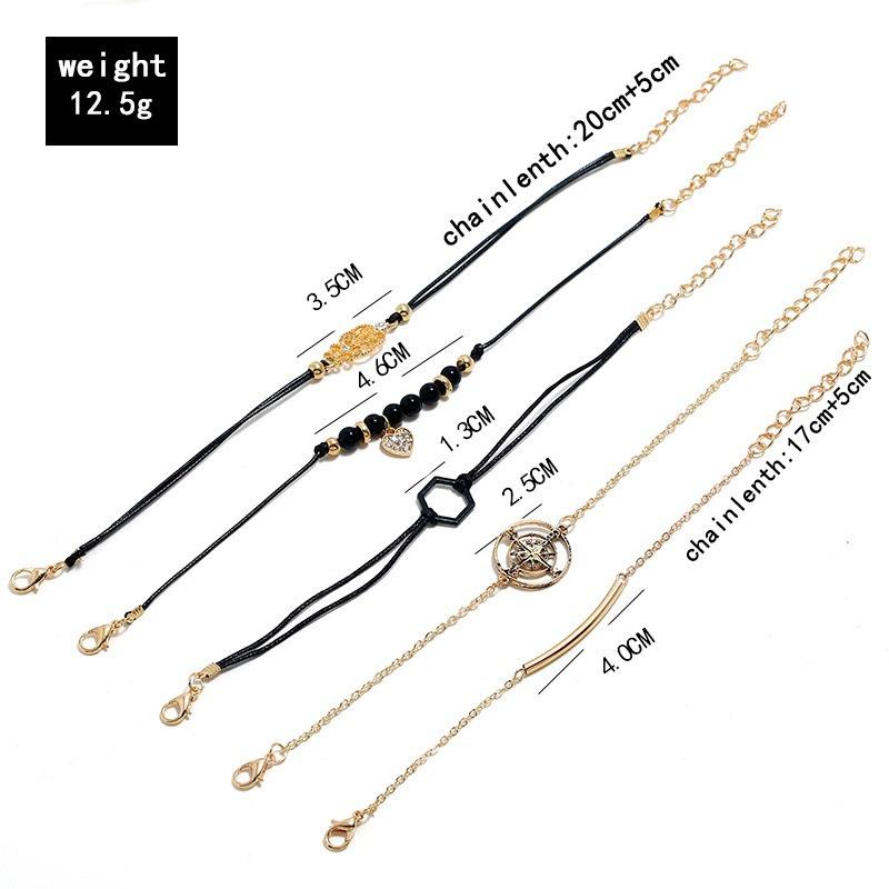 Trendy European & American Multilayer Compass Bracelet Set with Watch