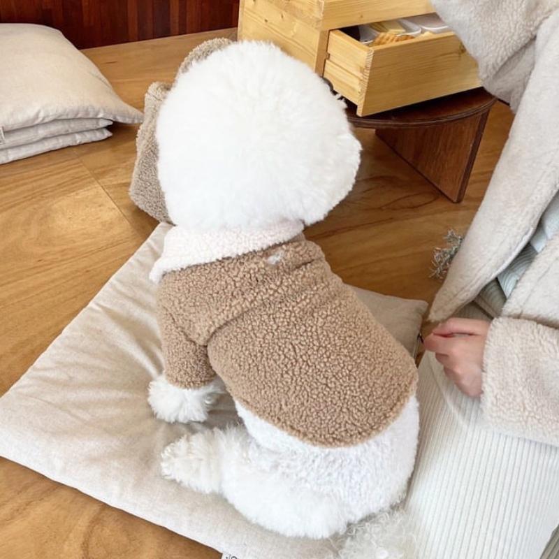 Luxury Dog Jacket Coat Warm Soft Dog Clothes Winter Plush Pet Puppy Overcoat Cute Solid Cat Jacket Pet Cardigan Coat Dog Outfits
