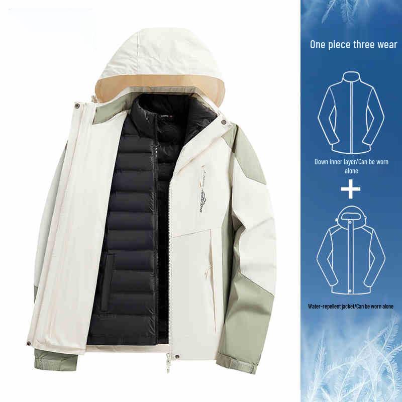 Women's Camel HJCAMEL 3-in-1 Windproof Down Jacket - Thick Winter Mountaineering Suit & Windbreaker Coat