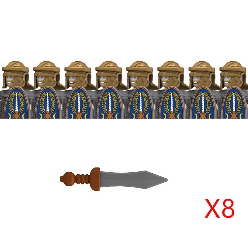 Middle Roman Series Building Blocks Castle Medieval Military Knight Soldier Figures Legion Army Warrior Shield Bricks Toys Gifts