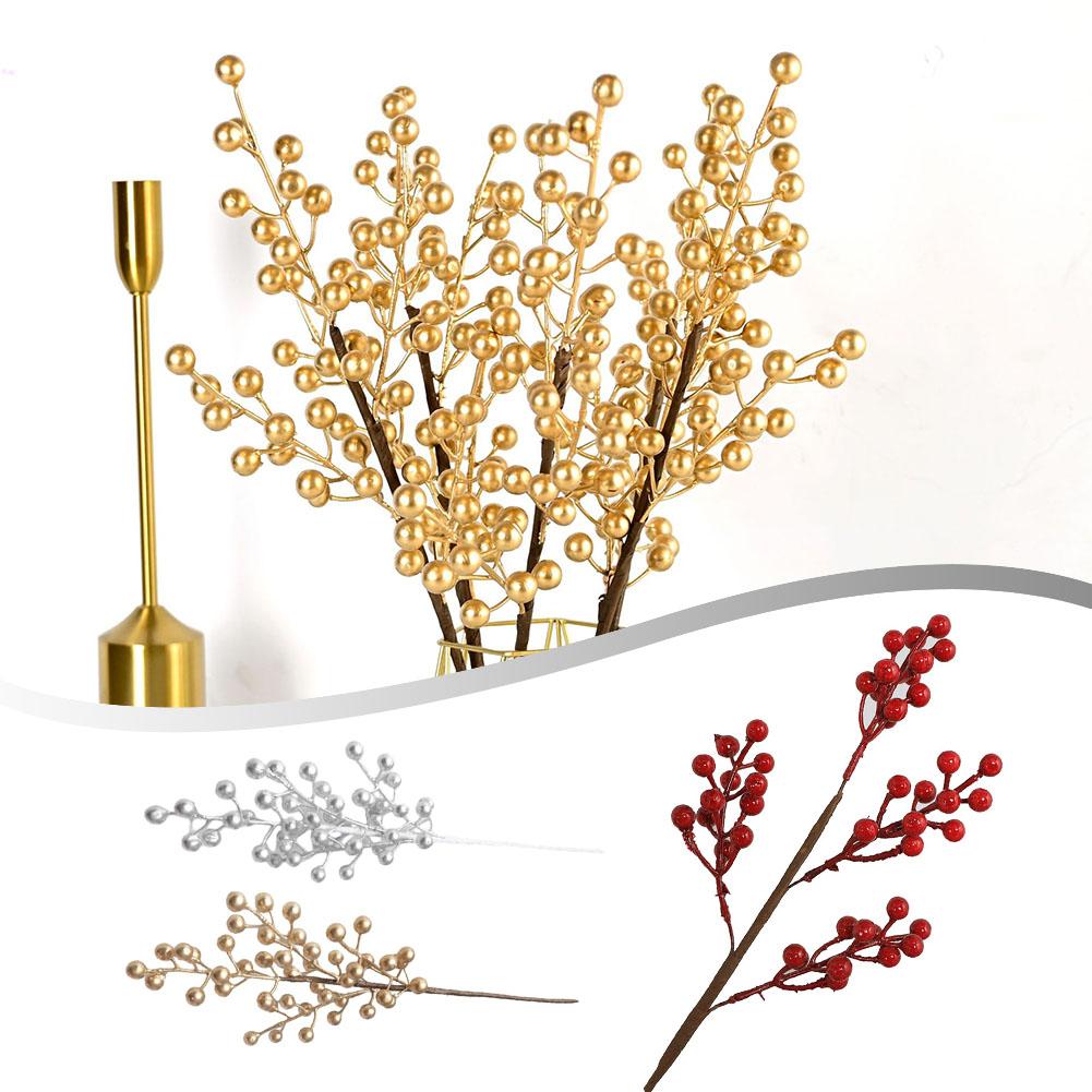 4-Fork 50cm Artificial Berry Gold Fruit Artificial Flower Bouquet For Decorating Living Rooms Bedroom Offices Artificial Flowers