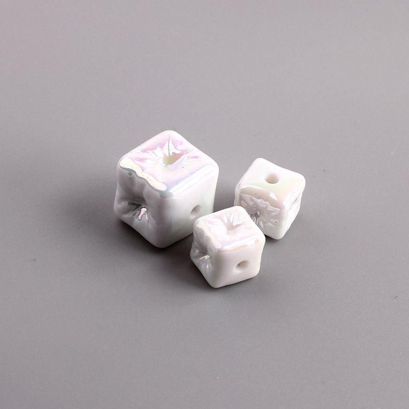 UV Colourful Recessed Square Acrylic Beads - Straight Hole Spacers for DIY Phone Chains Bracelets Jewelry
