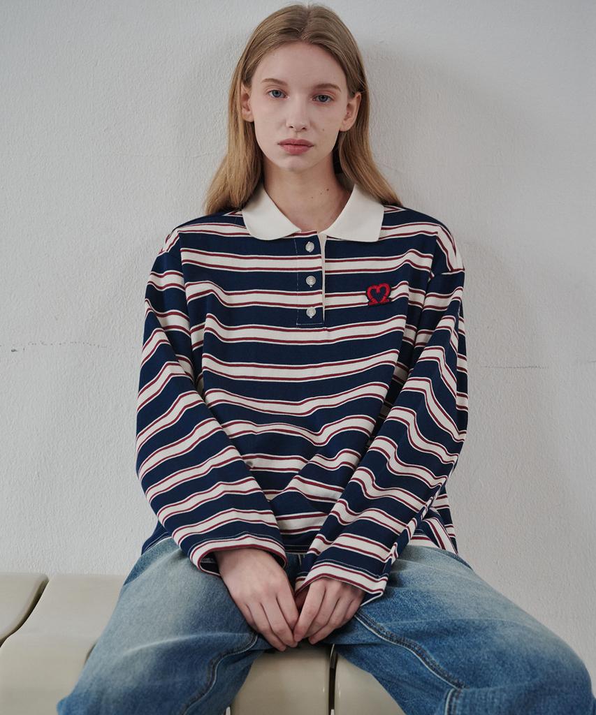 MALOUPE 5108 Striped Polo Shirt (Navy)