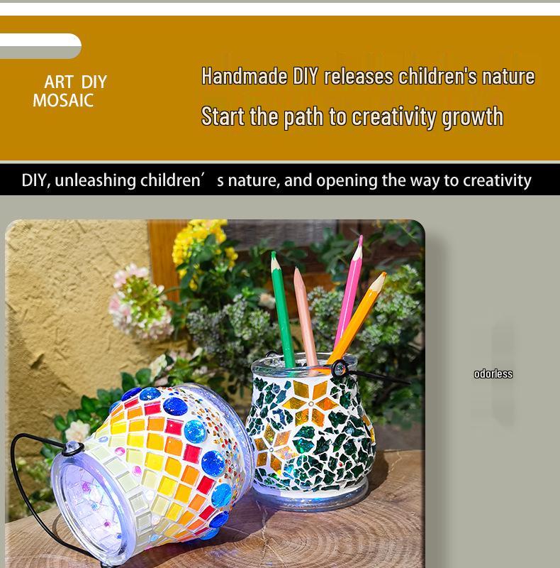 Glass Mosaic Candle Holder DIY Kit: Handmade Parent-Child Educational Toy for Children's Day