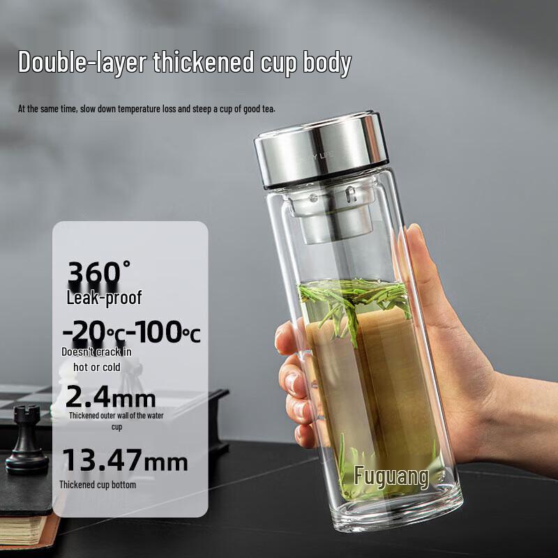 Fuguang Double-Wall Glass Tea Infuser Bottle