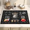 1Pcs Coffee Rubber Drying Mat With Retro Coffee Tableware For Coffee Shop Kitchen Carpet Tableware Durable Diatom Mud Table Mat Pet Coffeeware Mat