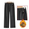 Middle-aged Women's High Waist Velvet-Lined Straight-Leg Warm Wool Pants