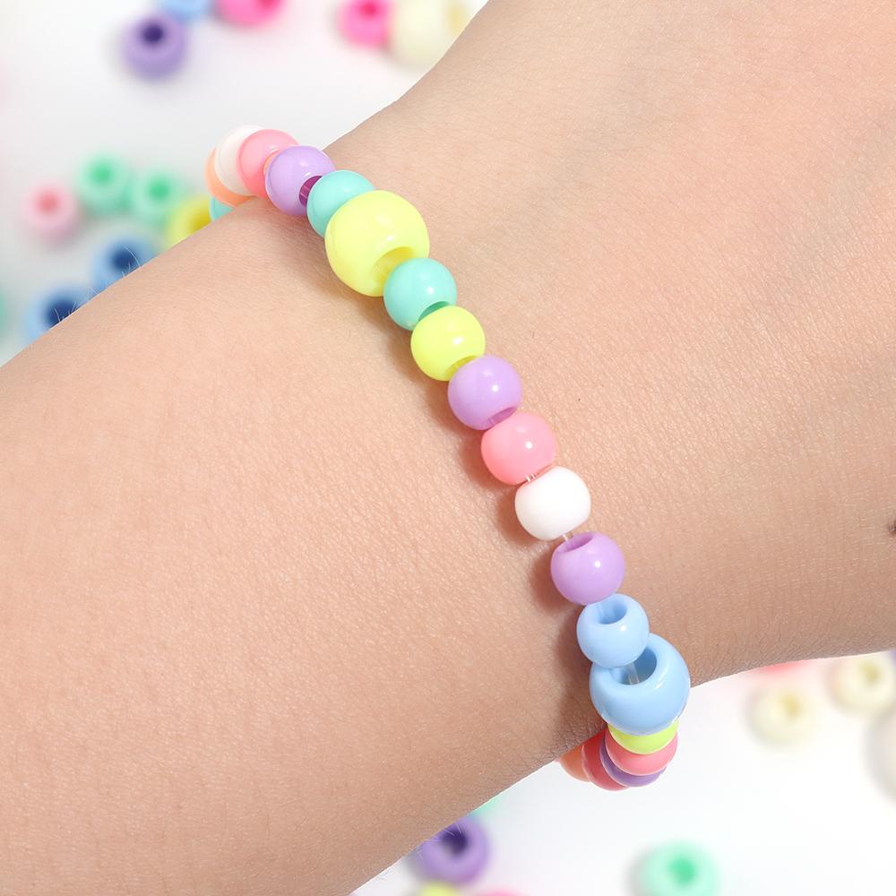 10-200pcs Acrylic Big Hole Beads Candy Color Round Loose Beads for DIY Jewelry Making Bracelets Necklace Keychain Accessories