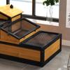 Wooden Tortoise House with Balcony, Tray, Roof, for Indoor and Outdoor, Yellow