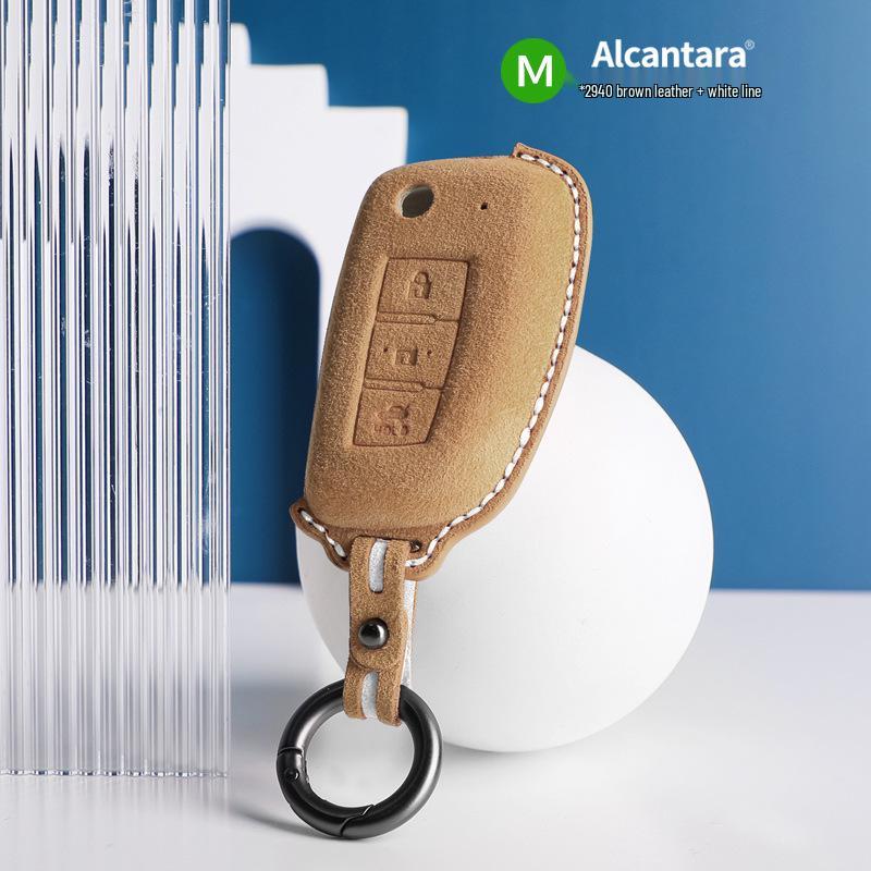 Nissan Kicks Sylphy Bluebird Qashqai Alcantara Suede 3D Key Cover