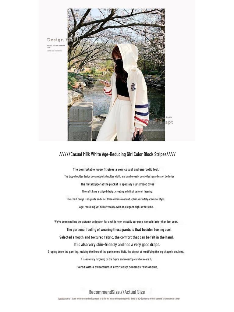 Women's Striped Sweater Jacket and Leggings Set - Trendy Two-Piece Sports Suit for Spring and Autumn