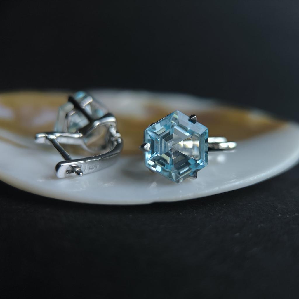 Серебряные серьги с натуральным топазом 10.327ct (2213819)