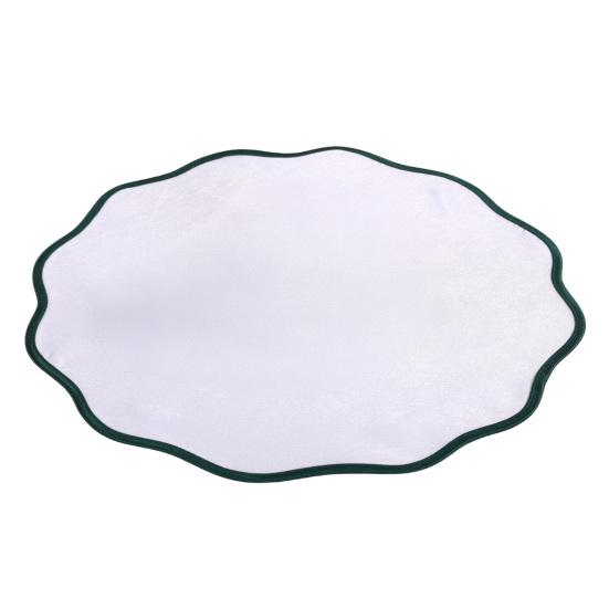 

Scalloped Round Placemat Linen Machine Washable Placemat Heat Insulation Table Mat for Dining Table Protection Decoration