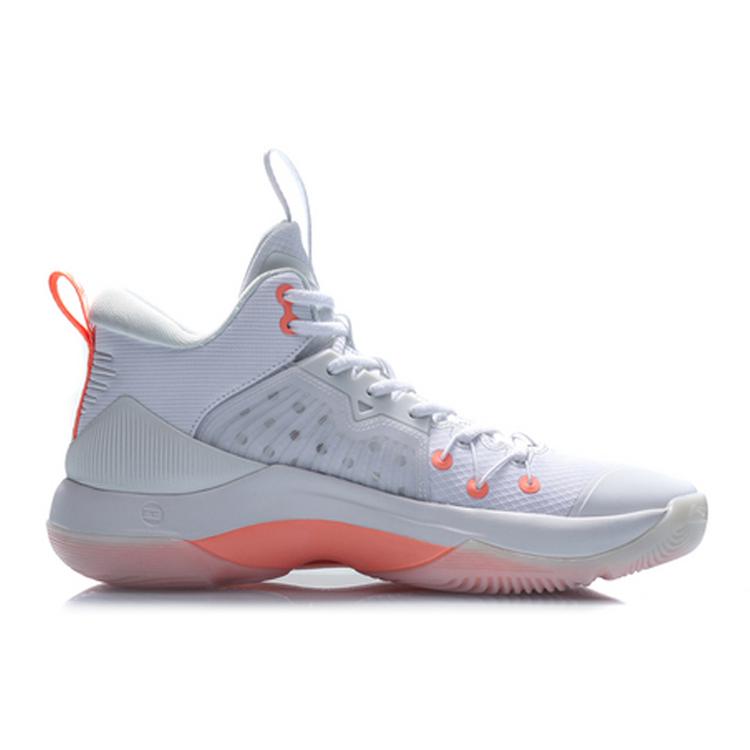 Li Ning PU Lightweight, Wear resistant, And Non slip Mid top Performance Basketball Shoes Men's White ABAQ059-1