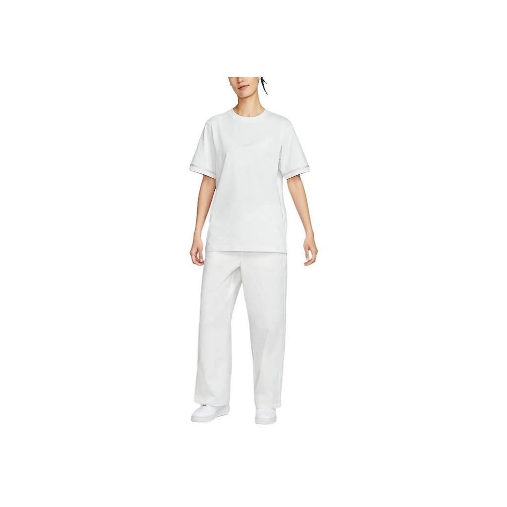 Nike Sportswear Cotton Round Neck Fashion Soft Versatile Short Sleeve Drop Shoulder T-Shirt Women Tops Mountain-Peak-White IB7920-121