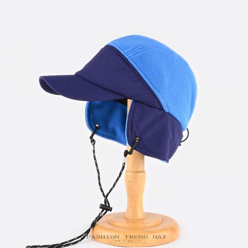 Unisex Fleecemütze Colorblock mit Ohrenschutz Winter Warme Mütze für Outdoor-Aktivitäten