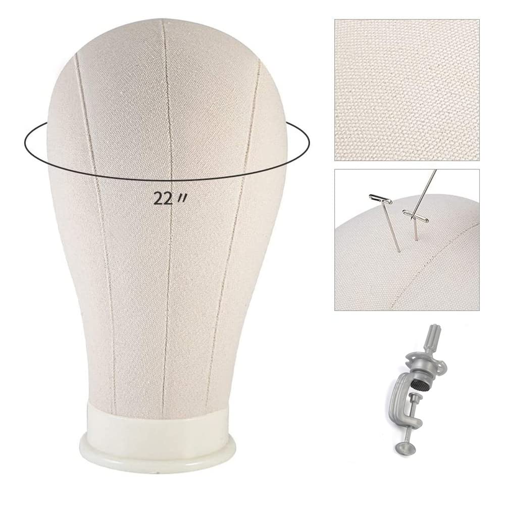 

Neverland Beauty Canvas Mannequin Head, 22 Head Circumference, Faceless, Stylish Display Head for Wigs and Hats, Compatible with Basting Pins