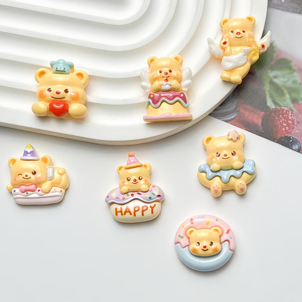 Mini Bear Resin Cake Buttercream Ornaments for DIY Crafts: Hair Clips, Phone Cases, Magnets