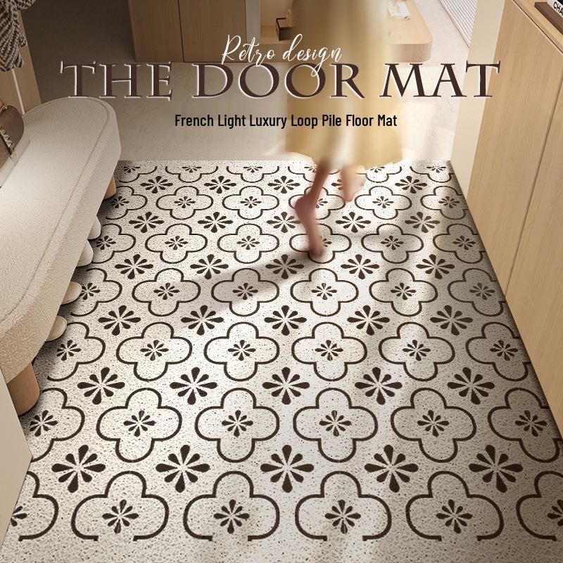Geometric Entry Door Mat Silk Coil, Non-Slip, Wear-Resistant, Easy To Clean & Cut To Size