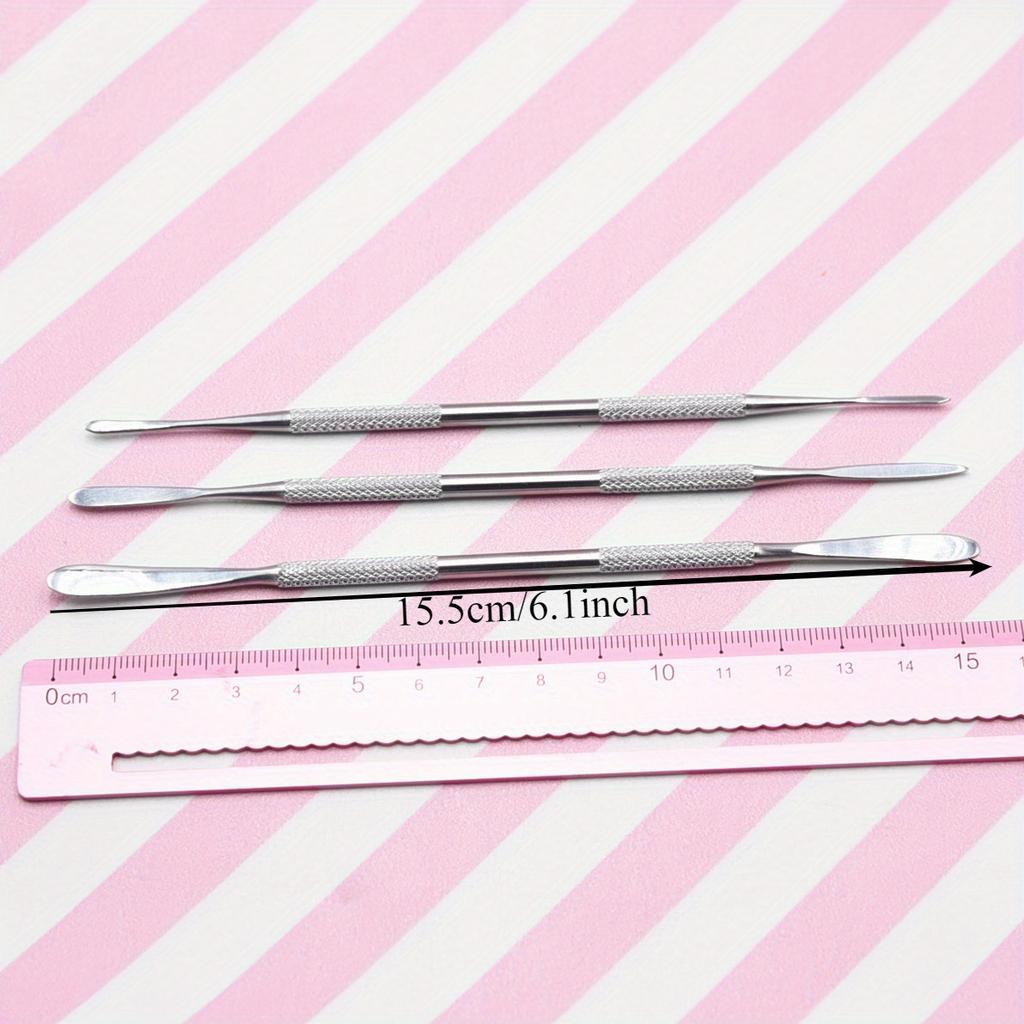 3 szt. Szpatułki ze stali nierdzewnej - Mini podwójna główka Narzędzie do rzeźbienia Diy z gliny, Kamień Plastik Ultra lekkie narzędzie do formowania gliny