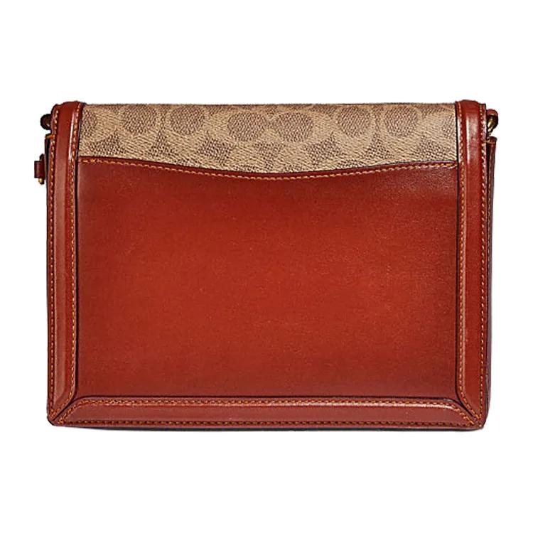Coach Hutton Coated Canvas Cow Leather Small Square Bag , Chain Bag , Handbag , Crossbody Bag , Shoulder Bag Women's (Unisex) Shoulder Bags
