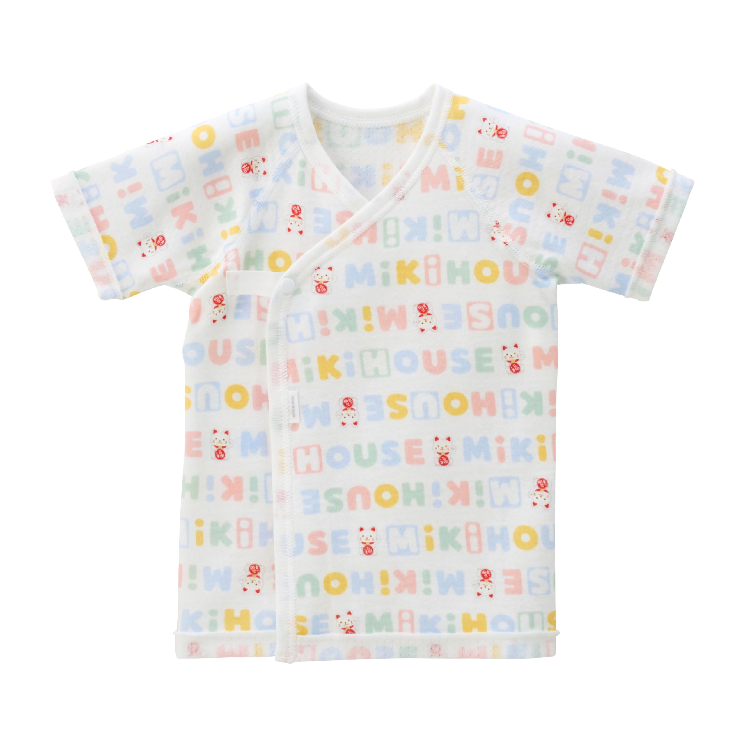 

MIKI HOUSE Baby Short Undershirt, All-Over Print, 100% Cotton, Made in Japan, for Boys and Girls, Newborn, 60-70cm, Sax, 40-2121-145