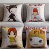 Cute Yoshitomo Nara Cushion Cover Premium Comfort Reversible Pillow Cove -Two In One Design for Any Room & Car Interior