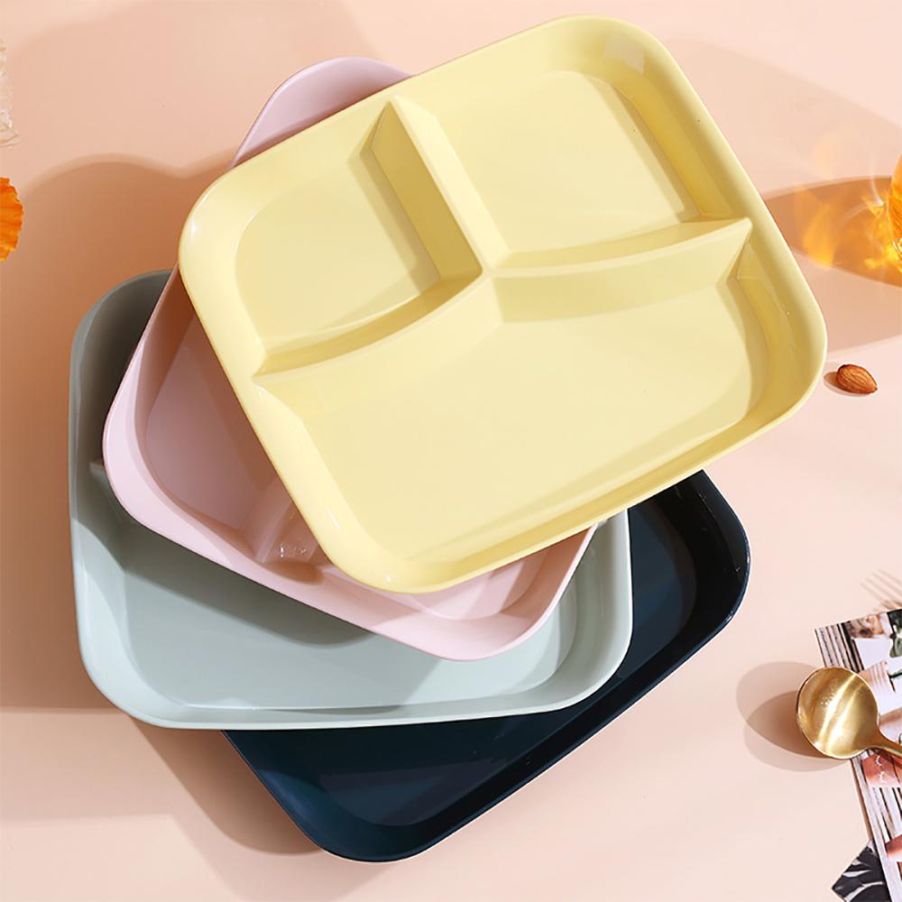New Square Divided Dinner Plate Food Fat Reducing Plates Fruit Salad Serving Tray Kitchen Tableware Plastic Dinner Dishes Plates