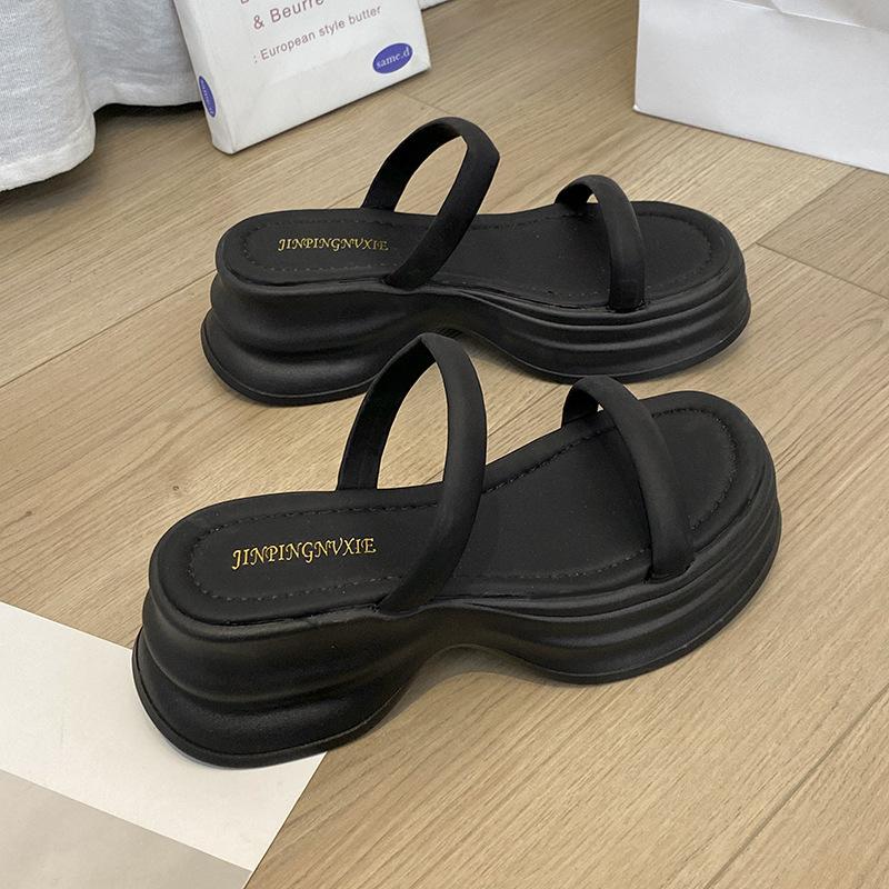 

2025 туфли на высоком каблуке крутые шлепанцы шлепанцы женские летние носить красивые толстая подошва увеличение высоты юбка мода высококлассные новые 40