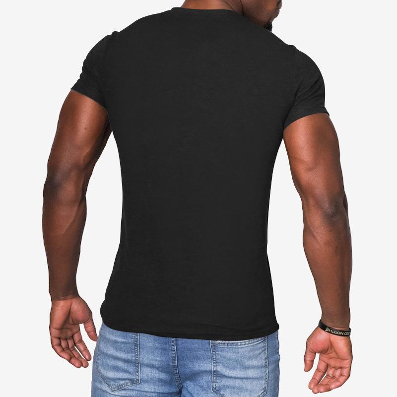 Herren Sommer Einfarbig Kurzarm Henley T-Shirt, Europäisch Amerikanisch Rundhals Pullover Knopf Lässig T-Shirt