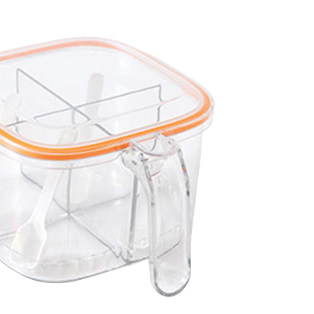Seasoning Box 4 Compartments with Lid Condiment for Dining Table Home Orange