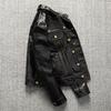 PU Leather Jacket Men's Knight Lapel Short Denim Leather Jacket
