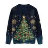 Ladies' Fashionable Casual Long Sleeved Beautiful Christmas Tree Print Round Neck Yarn Knitting