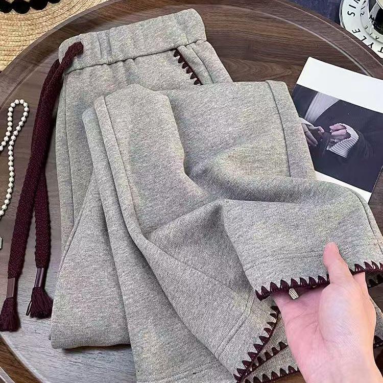 Spring/Summer Plus Size Drawstring Wide Leg Sweatpants for Men and Women - Slimming Straight-Leg Casual Pants