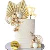 White Gold Balls Cake Toppers Balls Birthday Cake Decorations for Birthday Boho Wedding Baby Shower Party Decoration