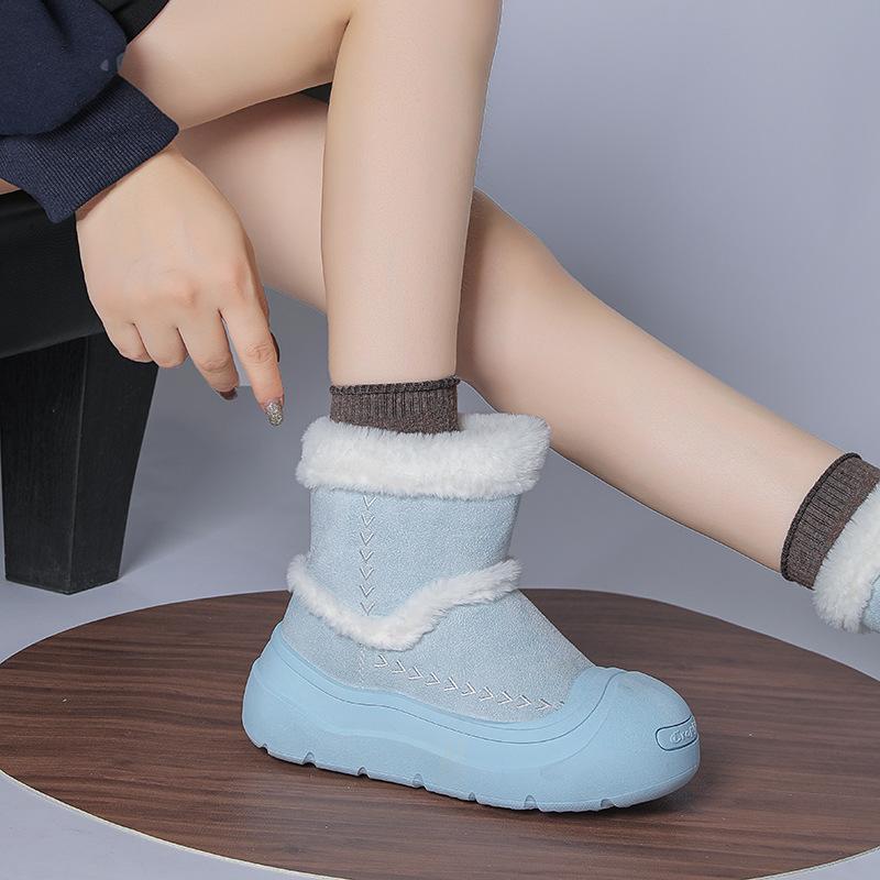 Thick-soled Snow Boots Hairy Boots Women's 2025 Autumn and Winter New Velvet Thermal Cotton Boots Versatile Non-slip Women's Boots
