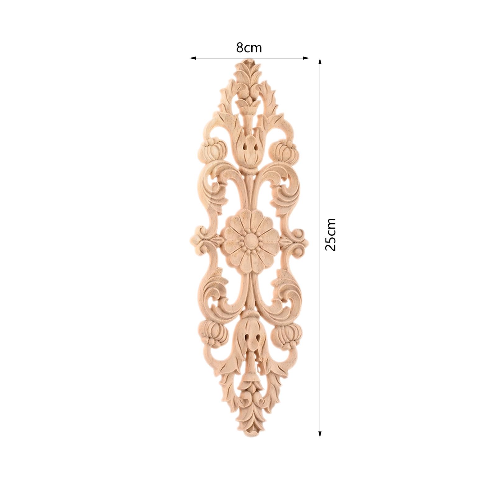 

1PC 25/28/32/38cm Decorative Wood Appliques Unpainted Oak Carved Wave Flower Onlay Decal Corner Home Furniture Door Decor Crafts