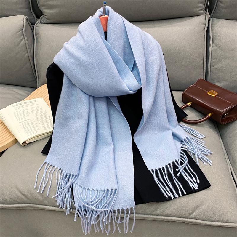 Luxury Solid Cashmere Scarf Women Winter Tassel Shawl Pashmina Big Size Handkerchief Lady Soft Outdoor Windproof Ski Bufanda