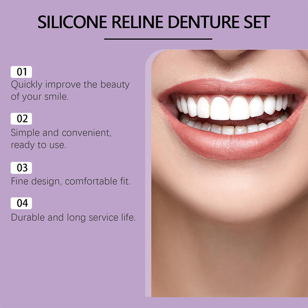Silicone Reline Denture Set Denture Repair Kit Wear-Resistant Fake Teeth Kit Non-Toxic Denture Silicone Liners for Men and Women