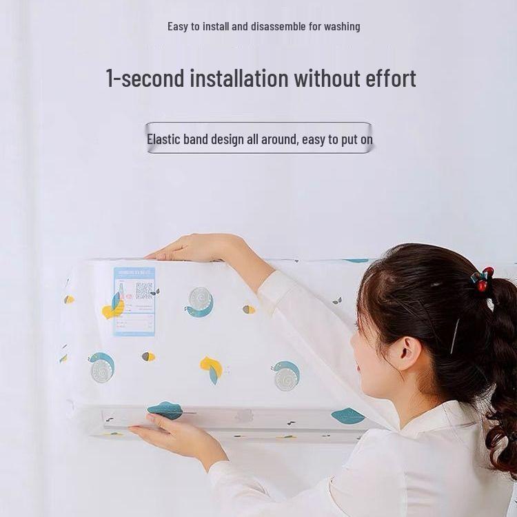 Cartoon PEVA Washable Dustproof Air Conditioner Cover - Wall-Mounted Full Wrap Indoor Protection Cloth