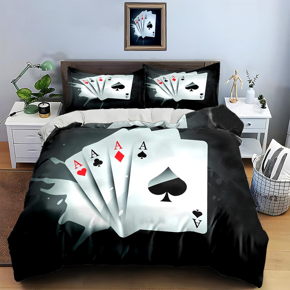 Playing cards design. Bedding Duvet cover sets Duvet covers Pillowcases gifts (1 * Duvet Cover 2 * Pillowcases, without duvet insert)