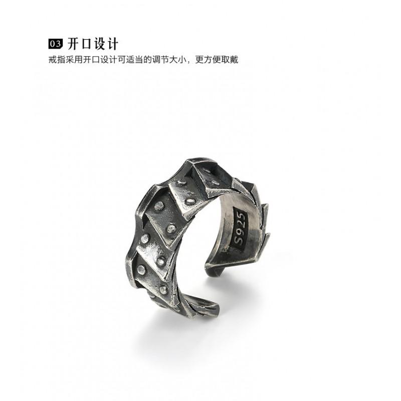 Adjustable Gear Ring Men Women Vintage Steampunk Style Plated Open Band Geometric Texture Finger