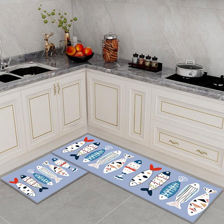 

Кухонний килимок із кришталевим оксамитовим принтом, який миється, абсорбент, абсорбент масла, нековзкий кухонний килимок, килимок, килимок для підлоги 50 * 120Cm