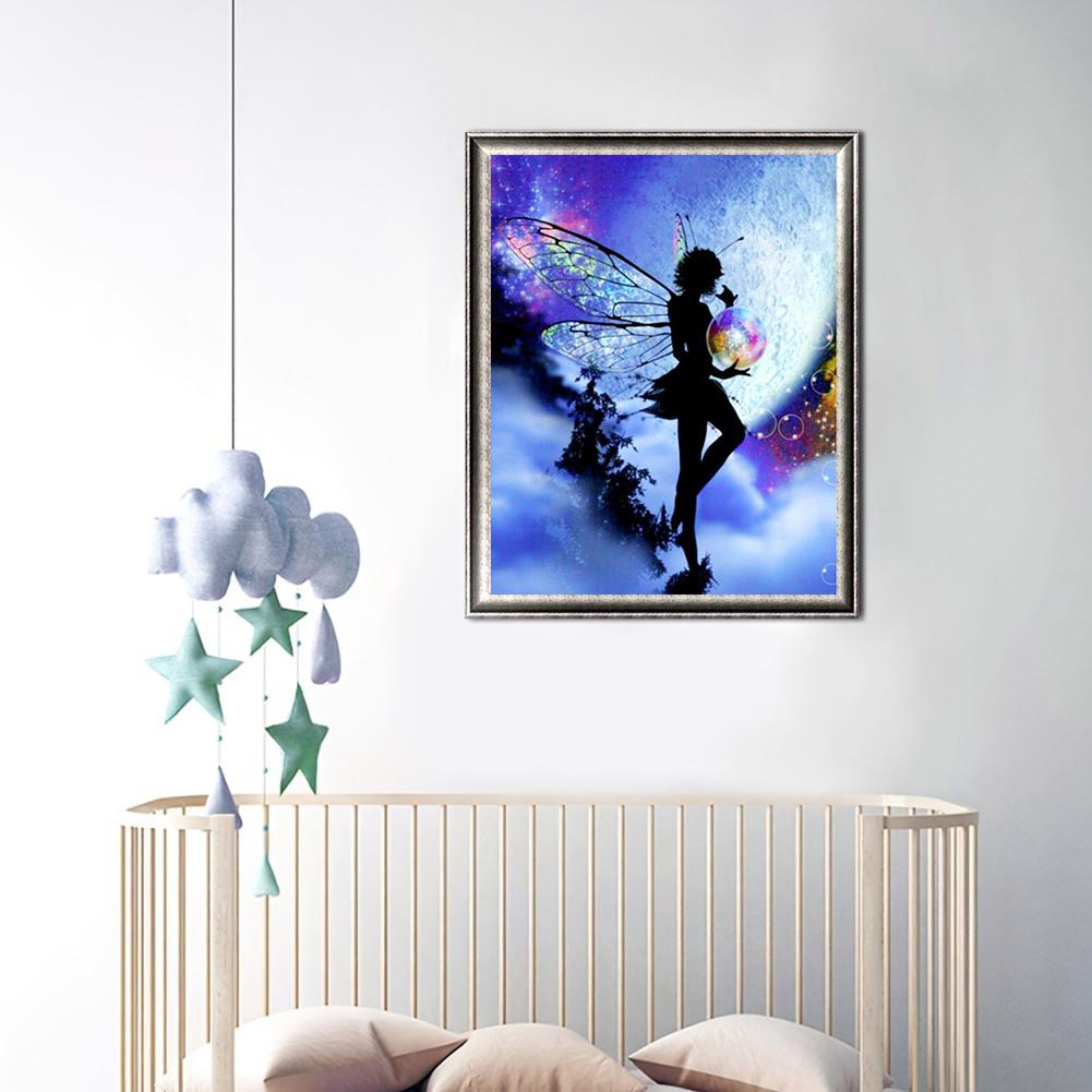 5D Diy Diamond Painting Elf Girl Under The Moon Cross Stitch Set Full Diamond Embroidery Mosaic Art Picture of Rhinestones Decor Gift