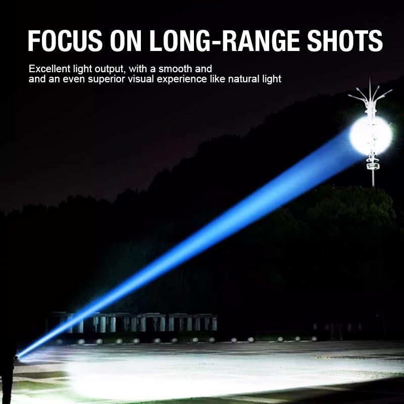 Rechargeable new multi light source ultra bright flashlight for outdoor emergency lighting, zoom long beam side light with flood