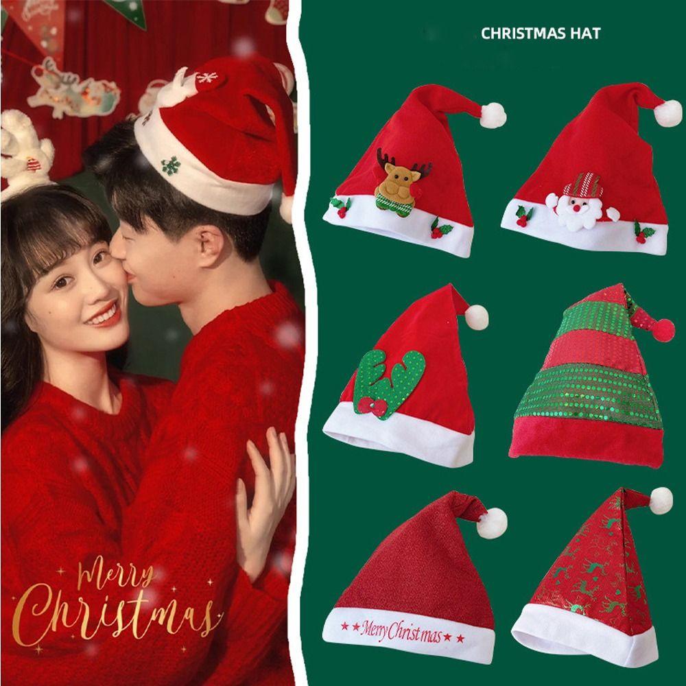 Antler Christmas Accessory Santa Claus Stripe Girl Hat Cotton Hat Christmas Hat New Year Cap